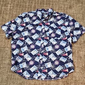 Chaps Navy Nautical Print Shirt